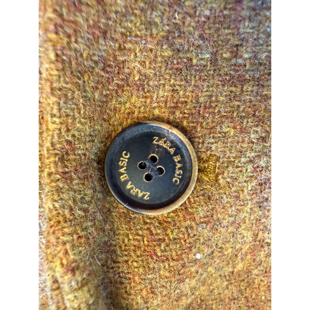 Zara Blazer Womens L‎ Mustard Yellow Excellent Shetland Wool Elbow Patch Jacket - Picture 4 of 11